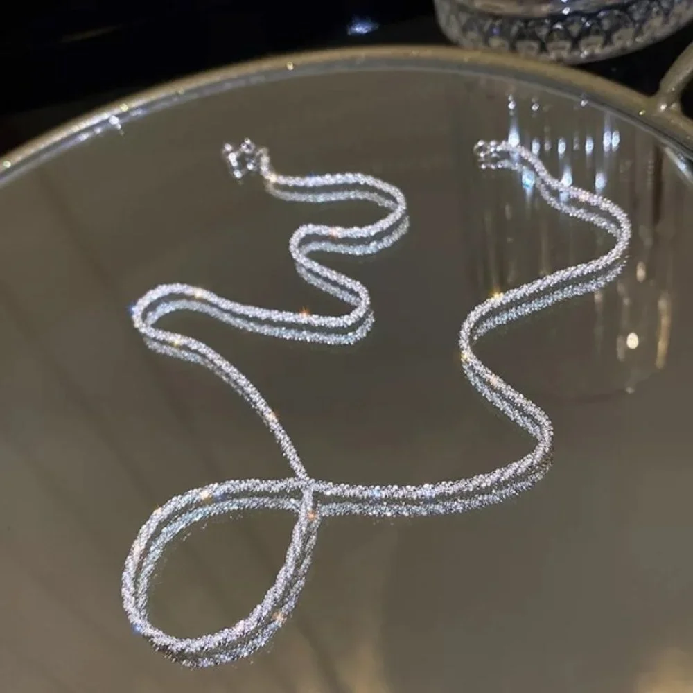 Sliver Choker Necklace for Women Rhinestone Crystal Chain Jewelry Engagement - Picture 3 of 5